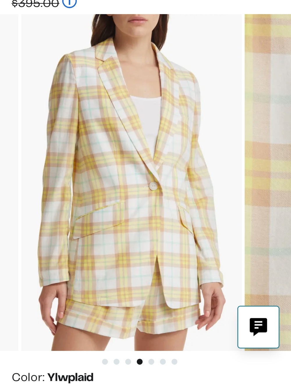 rag & bone Margot Plaid Blazer in Yellow and White
